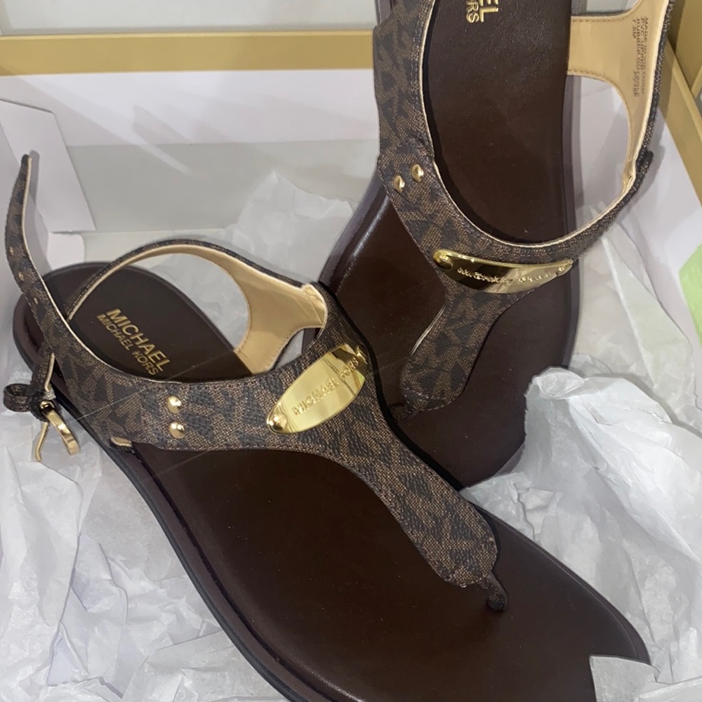 Brand new MK brown logo sandals